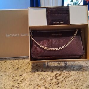Michael Kors Deep Red Crossbody with Gold Chain